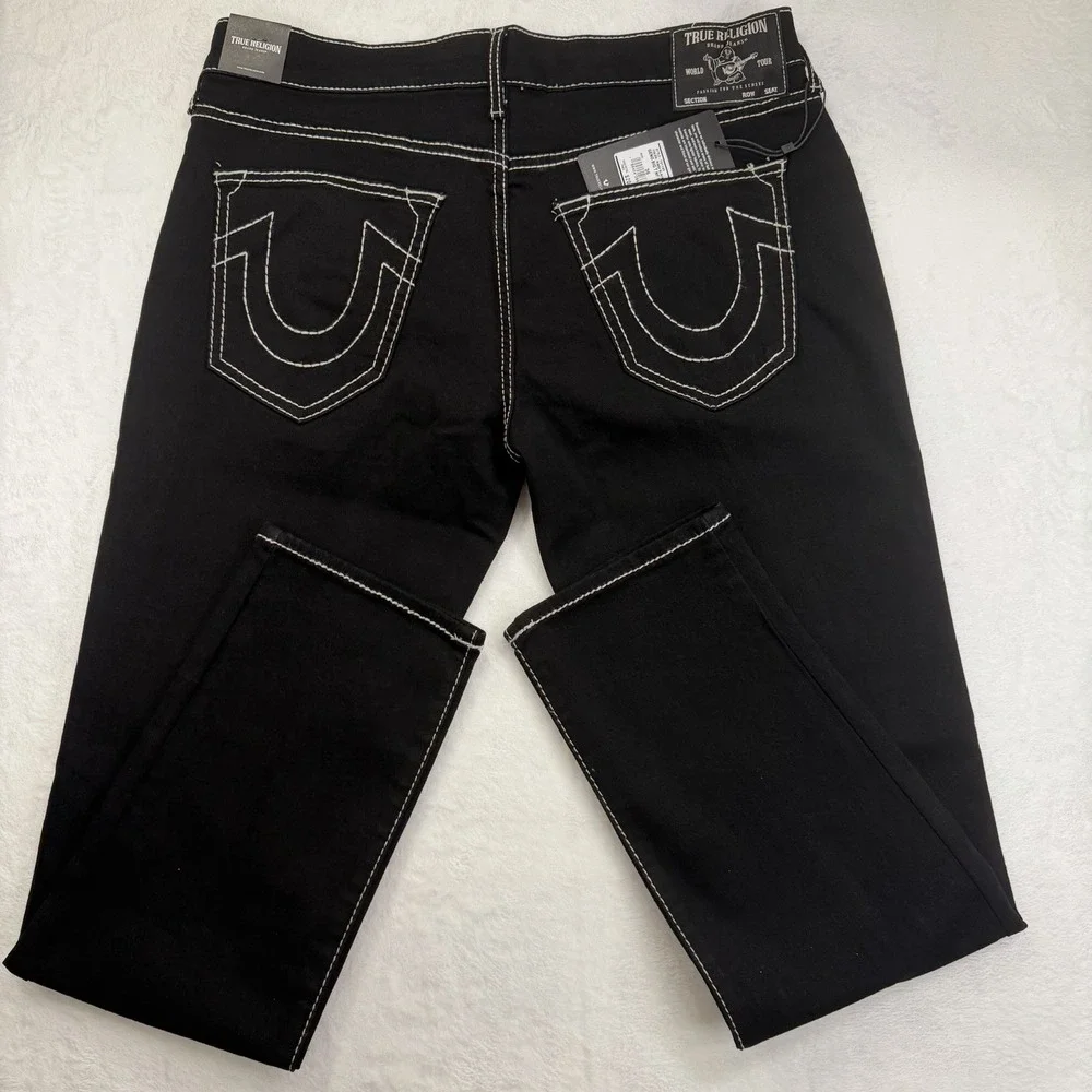 True Religion Jeans Mens 36x32 Geno Relaxed Slim Black Rinse NWT Retail $204